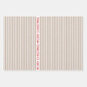 Streifen, Weihnachtsbäume, schneebraunes Kraftpapi Geschenkpapier Set (Vorderseite)