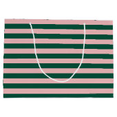 Streifen Weihnachtsfeiertag Grün & Rosa Große Geschenktüte (Rückseite)