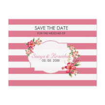 Streifen, weiß und rosa, Save the Date