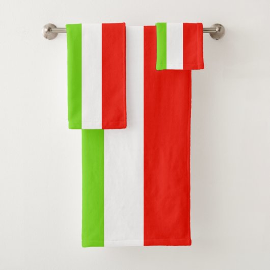 Streifen White Red Green Badhandtuch Set (Insitu)