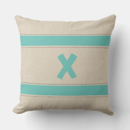 Streifen zum Aussehen von Leinen mit Monogramm-Kis Kissen