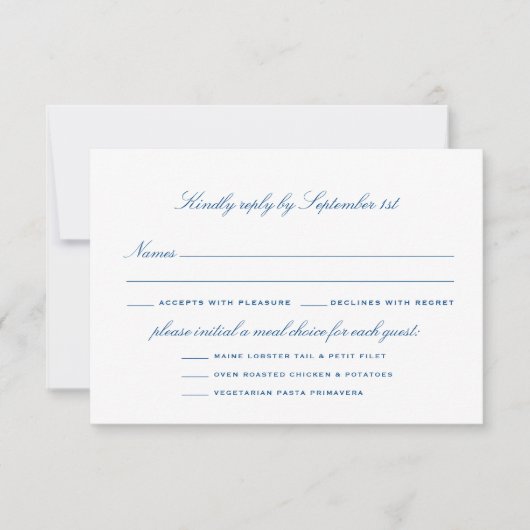 Streifenbarsch Optionen Elegante Hochzeit RSVP Karte (Vorderseite)