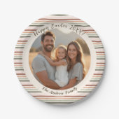 Streifenboho Ostern mit Foto und Name Pappteller (Vorderseite)