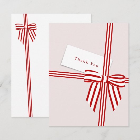 Streifenbow Flat Dankeschön Karte (Vorne/Hinten)