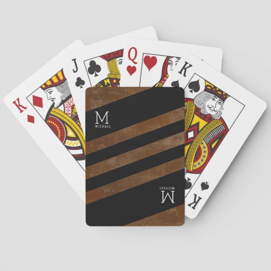 Streifenbraun mit Monogramm Spielkarten (Rückseite)