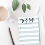 Streifenbürste, auf die Liste geschrieben Post-it Klebezettel<br><div class="desc">Chic und dennoch skurril gestreiften Post-it-Noten in blasseisgrüne und weiße Funktion "zu tun Liste" oben in trendiger Pinsel gezeichnet Typografie und Ihren Namen oder Monogramm darunter,  mit nummerierten Zeilen 1-10,  um die Übersicht über alle Ihre wichtigsten Aufgaben behalten.</div>