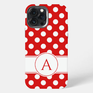 Streifende rote und weiße Polka-Punkte individuell iPhone 13 Pro Max Hülle