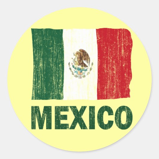 STREIFENDER STIL MEXIKO FLAG RUNDER AUFKLEBER (Vorderseite)