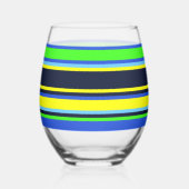 Streifenglas - Blau, Limon und gelb Weinglas Ohne Stiel (Rückseite)