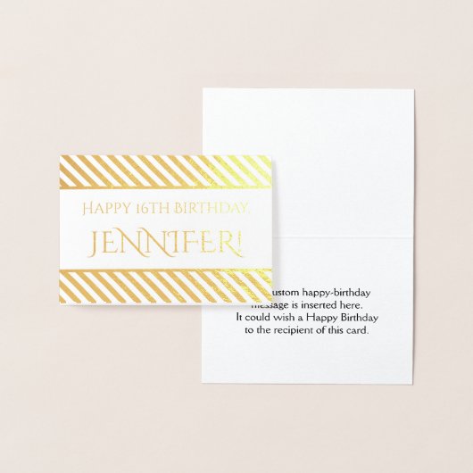 Streifengoldfolie "Happy Birthday, Jennifer!" Kart Folienkarte (Anzeige)
