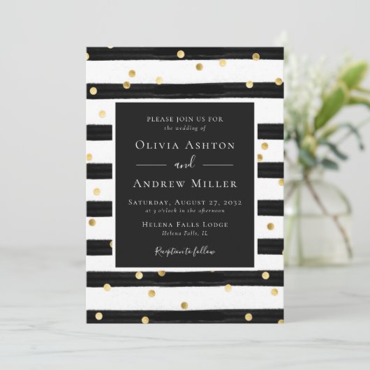 Streifengoldstreifen Einladung (Stehend Vorderseite)