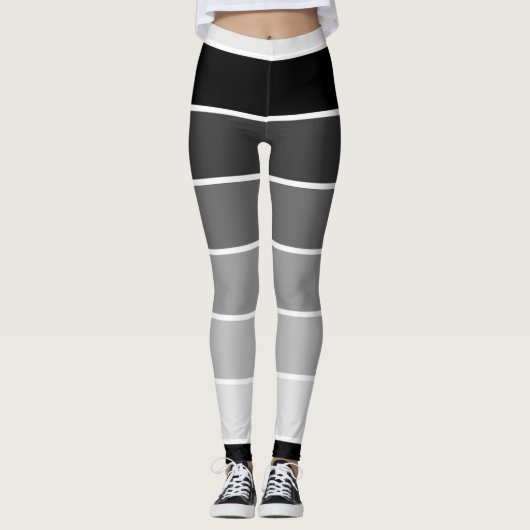 Streifengradation von Weiß bis Schwarz Leggings (Vorderseite)