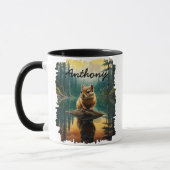 Streifenhörnchen auf Log Lake Reflection Tasse (Links)