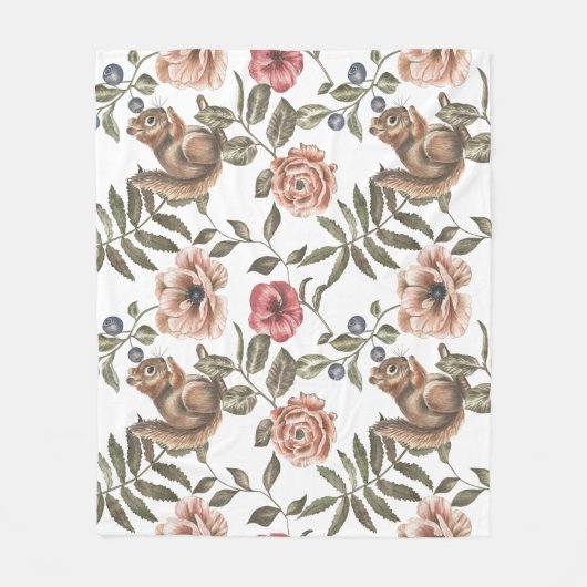 Streifenhörnchen-Blumenmuster Fleecedecke (Vorderseite)