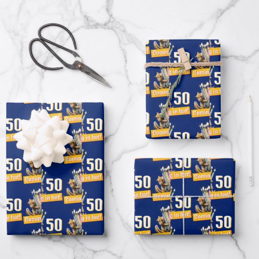 Streifenhörnchen-Geburtstagskerzen Geschenkpapier Set (Vorderseite)