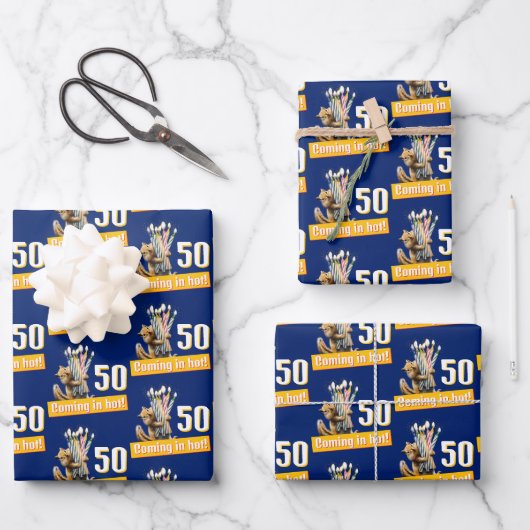 Streifenhörnchen-Geburtstagskerzen Geschenkpapier Set (Vorderseite)