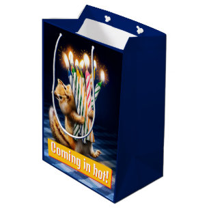 Streifenhörnchen-Geburtstagskerzen Mittlere Geschenktüte