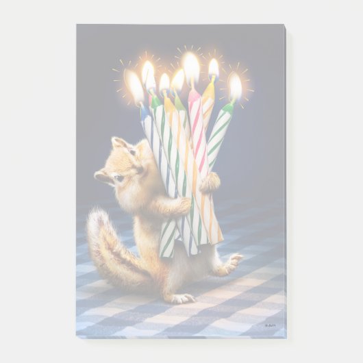 Streifenhörnchen-Geburtstagskerzen Post-it Klebezettel (Vorderseite)