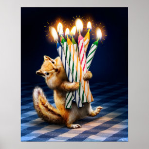 Streifenhörnchen-Geburtstagskerzen Poster