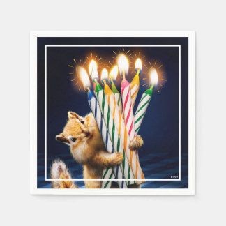 Streifenhörnchen-Geburtstagskerzen Serviette