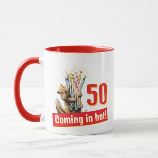 Streifenhörnchen-Geburtstagskerzen Tasse (Links)