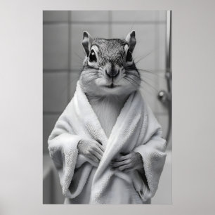 Streifenhörnchen im Bademantel-Druck, Lustige Bade Poster