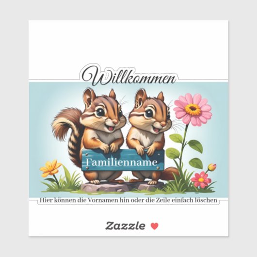 Streifenhörnchen informieren aufkleber (Blatt)