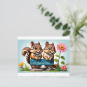 Streifenhörnchen schicken Grüße Postkarte (Stehend Vorderseite)