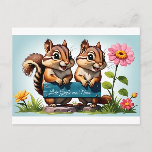 Streifenhörnchen schicken Grüße Postkarte (Vorderseite)