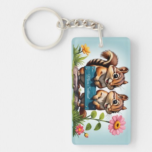 Streifenhörnchen schicken Grüße Schlüsselanhänger (Vorderseite)