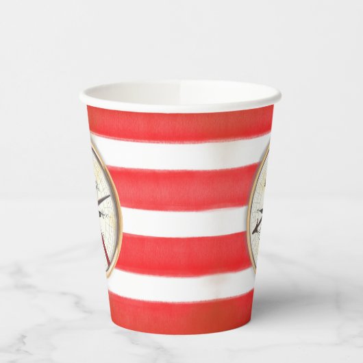 Streifenkompass Pappbecher (Links)