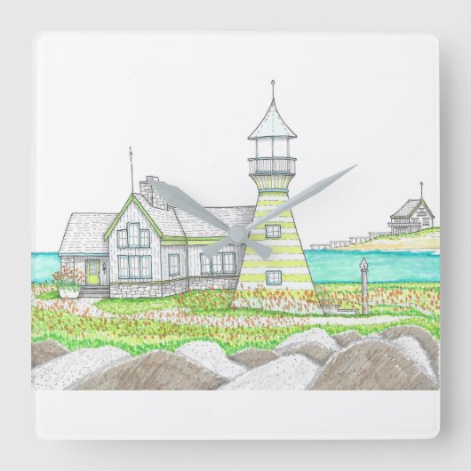 Streifenleuchte Quadratische Wanduhr (Vorderseite)