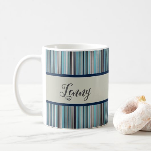 Streifenmuster blau grau kaffeetasse (Mit Donut)