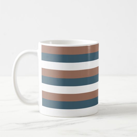 Streifenmuster braun Aquamarin weiß Kaffeetasse (Links)
