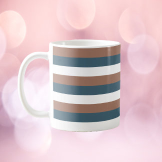 Streifenmuster braun Aquamarin weiß Kaffeetasse