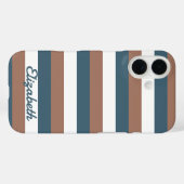 Streifenmuster braun Aquamarin Weiß personalisiere Case-Mate iPhone Hülle (Rückseite (Horizontal))
