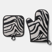 Streifenmuster des Zebras Ofenhandschuh & Topflappen-Set (Vorderseite)