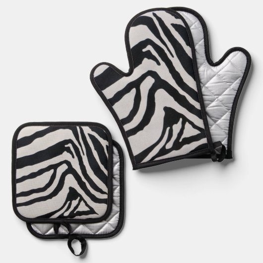 Streifenmuster des Zebras Ofenhandschuh & Topflappen-Set (Vorderseite/Rückseite)