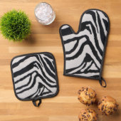 Streifenmuster des Zebras Ofenhandschuh & Topflappen-Set (Oben Unten)