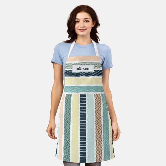 Streifenmuster Einfache Monogramm Schürze (Getragen)