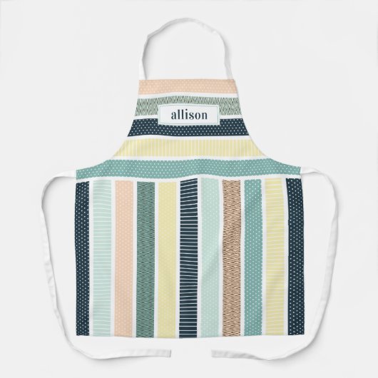 Streifenmuster Einfache Monogramm Schürze (Vorderseite)