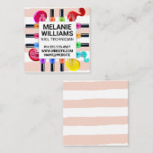 Streifenmuster | Farbige Nagel Polnisch Pour Quadratische Visitenkarte (Vorne/Hinten)