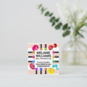 Streifenmuster | Farbige Nagel Polnisch Pour Quadratische Visitenkarte (Stehend Vorderseite)