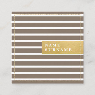 Streifenmuster Glitter Pewter Quadratische Visiten Visitenkarte