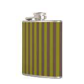 Streifenmuster in Schokoladenbraun und Olivgrün Flachmann (Links)