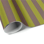 Streifenmuster in Schokoladenbraun und Olivgrün Geschenkpapier (Rolleneckpunkt)