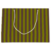 Streifenmuster in Schokoladenbraun und Olivgrün Große Geschenktüte (Vorderseite)