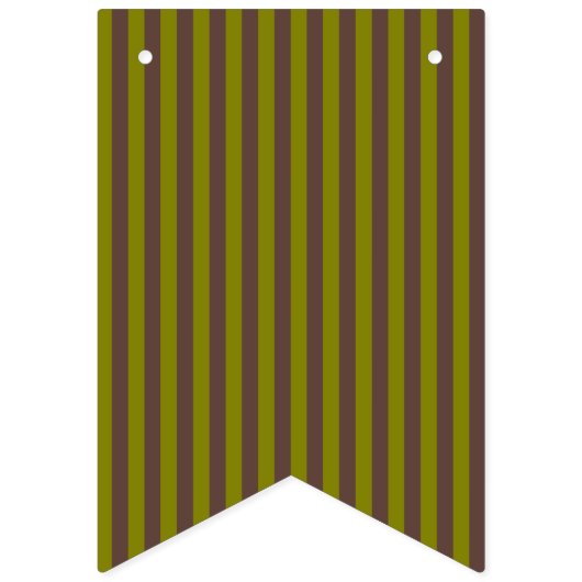 Streifenmuster in Schokoladenbraun und Olivgrün Wimpelkette (Erste Fahne)