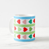 Streifenmuster mit Herzen für Valentinstag Kaffeetasse (Vorderseite Links)