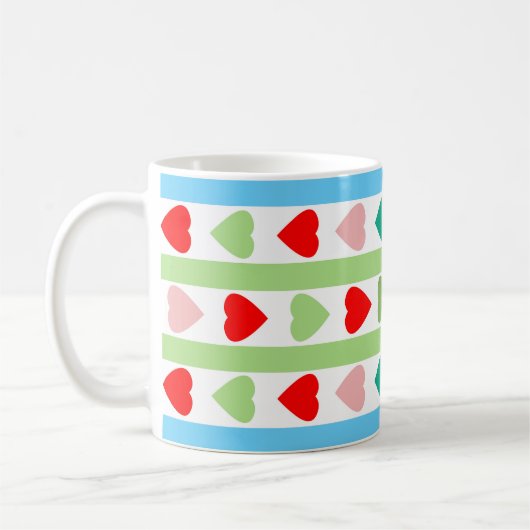 Streifenmuster mit Herzen für Valentinstag Kaffeetasse (Links)